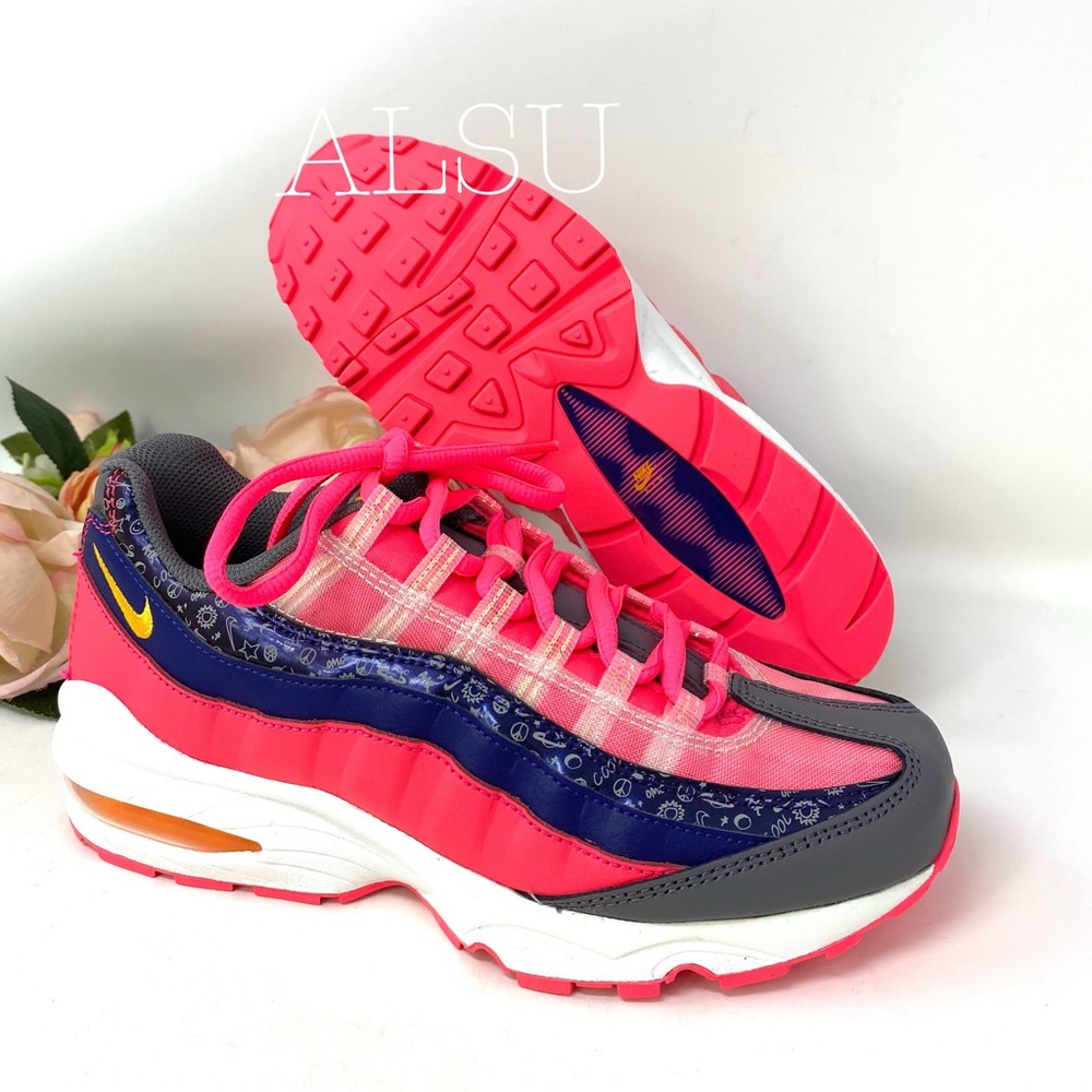 🎁 Santa’s Special 🎄 Nike Air Max 95 GS Purple Laser Leather k/W Size 7 - Picture 4 of 7